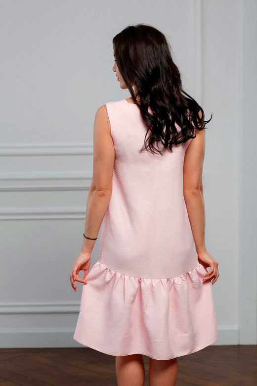 Фото товара 19326, розовое платье из хлопкового жаккарда